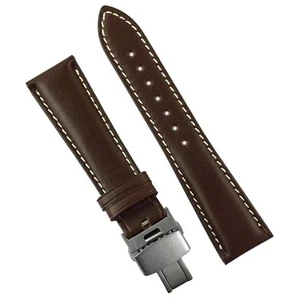 New B & R Bands Brown Calf Leather White Stitch Deploymen Watch Band Strap 20mm - Picture 1 of 7