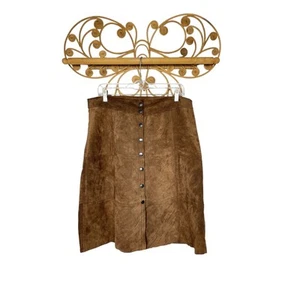 Gonna vintage Gap marrone pelle scamosciata davanti bottoni a pressione 14 - Foto 1 di 9