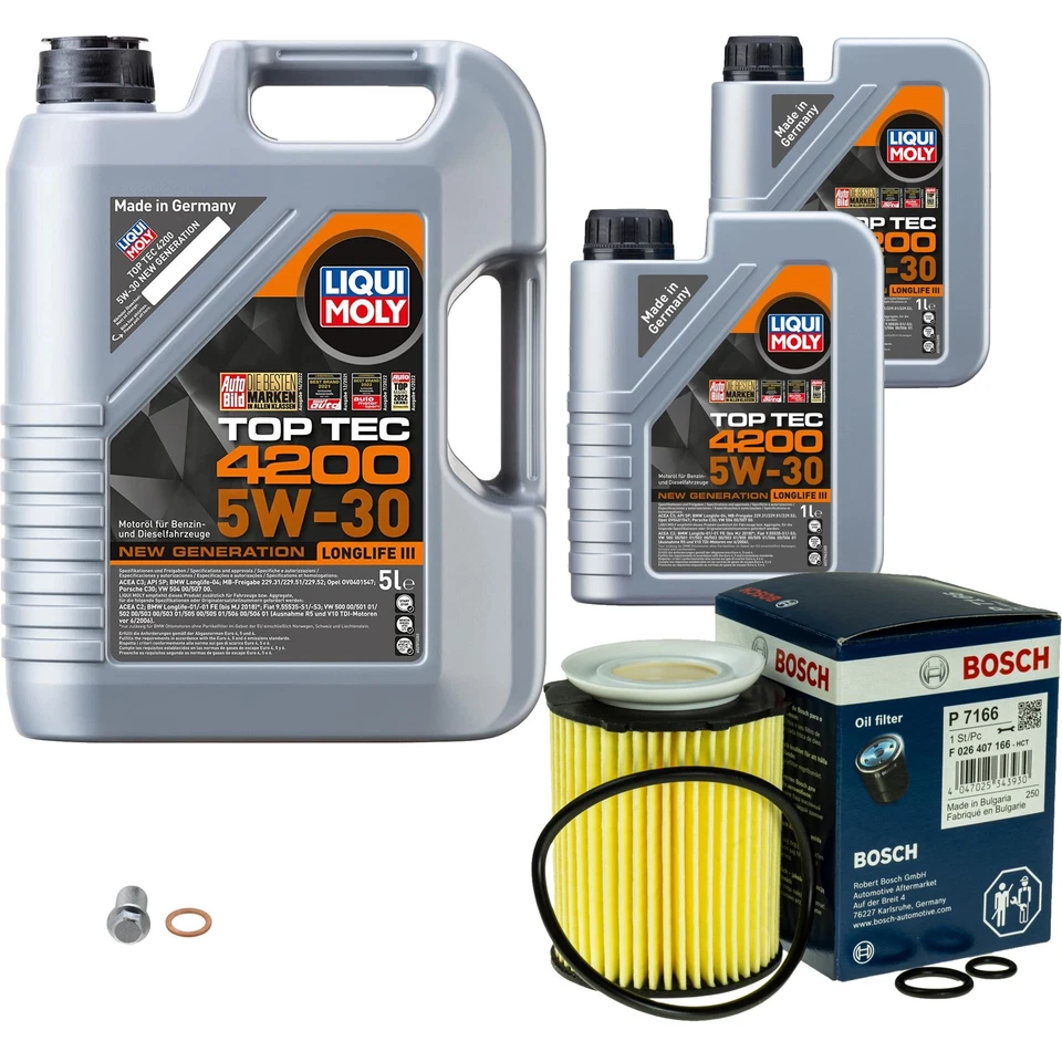 BOSCH Ölfilter 7 L LIQUI MOLY Top Tec 4200 5W-30 für Mercedes-Benz B-Klasse - Bild 1 von 4