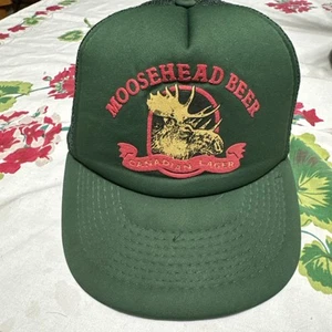 VTG MooseHead Beer Canadian Lager Mesh SnapBack Trucker Hat Cap Snaps Damage - Picture 1 of 12