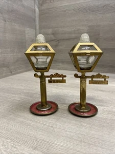 Vintage Brass Enamel Street Lamp Post Salt and Pepper Shakers 5.5 inches - Picture 1 of 15