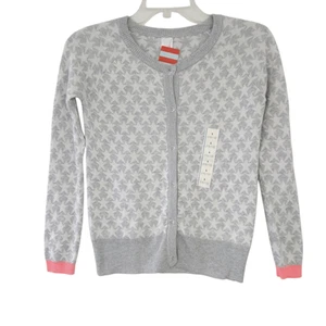 New Cat & Jack Cardigan Sweater Large 10/12 Gray, White, Silver Star Pattern - Picture 1 of 5