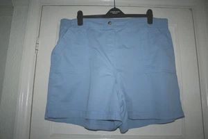 SIZE 22 BLUE COTTON SHORTS WITH BACK ELASTIC WAIST - Picture 1 of 3