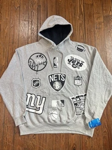 Vintage New York Champion Hoodie Yankees Rangers Brooklyn Nets NBA Team Logo Knicks - Bild 1 von 6