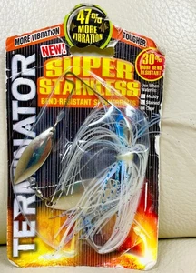 Vtg Terminator Super Stainless Spinnerbait 3/8oz Blue Glimmer Bend Resistant New - Picture 1 of 8