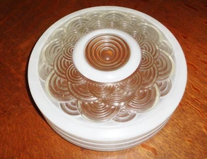 Cubierta de luz de globo de repuesto para círculos de burbujas blancas y transparentes - borde de montaje de 10", vintage - Imagen 1 de 4