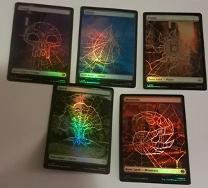 5 Full Art Basic Land Set FOIL NM/M Mavel Spiderman MTG MAGIC THE GATHERING - Bild 1 von 1