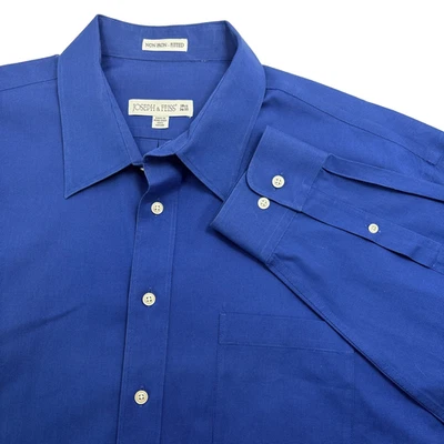Camisa masculina manga longa azul Joseph & Feiss com botões 18 1/2 34-35 - Imagem 1 de 4
