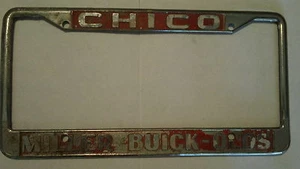 RARE CHICO CA MILLER BUICK OLDSMOBILE metal License Plate Frame Tag Embossed - Bild 1 von 1