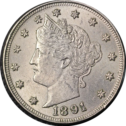 1891 Liberty V Nickel Nice Unc Nice Eye Appeal Strong Strike Cover