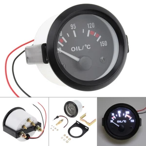 Puntero LED blanco de 2"" 52 mm medidor de temperatura de aceite para automóvil con sensor cara negra - Imagen 1 de 12