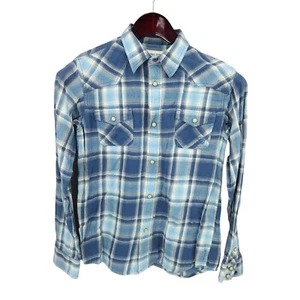 Ariat Flannel Shirt Boys Large Retro Fit Plaid Pearl Snap Cowboy Rodeo Western - Picture 1 of 11