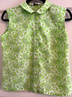 VINTAGE LATE 50&#39;s SLEEVELESS GREEN PAISLEY &quot;CLASSIC SHIRT&quot; BLOUSE 36.5 CHEST EUC