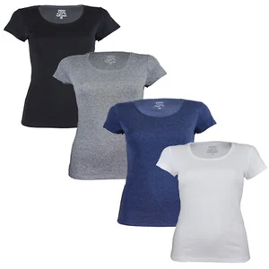 Camiseta top de manga corta de algodón con cuello redondo y cuello redondo Ex Chain Store para mujer - Imagen 1 de 13