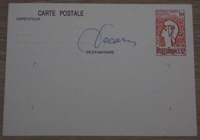 FRANCE Entier Postal  PhilexFrance 82 Signature DECARIS  1982 - Photo 1/3