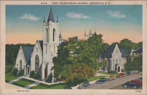 Greenville South Carolina First Presbyterian Church Linen Postcard - Picture 1 of 2