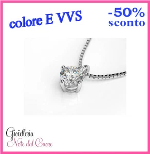 CIONDOLO PUNTO LUCE ORO BIANCO DIAMANTE NATURALE E VVS 0.35 CARATI CERTIFICATO - Imagen 1 de 4
