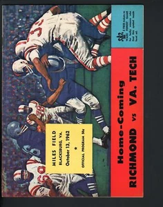 VIRGINIA TECH VS. RICHMOND-1962-RARE-COLLEGE FOOTBALL PROGRAM - Picture 1 of 2
