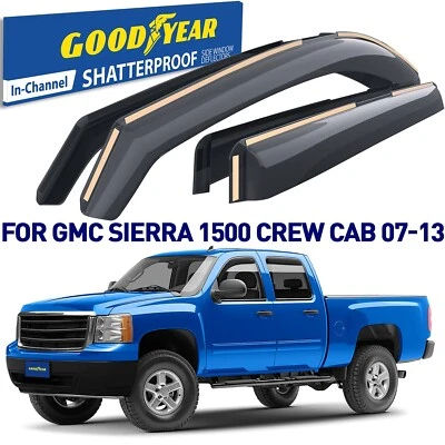 侧窗偏转器防雨罩适用于 2007 - 2013 年 GMC Sierra 1500 Crew Cab — 第 1/4 张图片