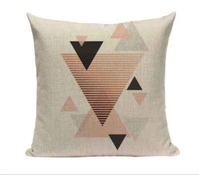 Funda Cojín 18" - Triángulos Temáticos Negro y Rosa - Patrón Geométrico Foto 1 de 4