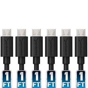 Sabrent CB-UM61 6-Pack 12-inch (0.3m) 22AWG Premium Micro USB High Speed Cables - Picture 1 of 9