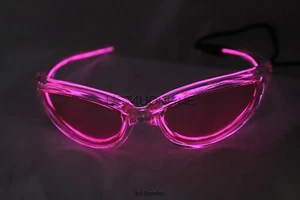 GAFAS DE SOL EL ALAMBRE ROSA NEON CON LENTES ROSADAS BRILLO LUZ ESTROBOSCÓPICA - Imagen 1 de 3