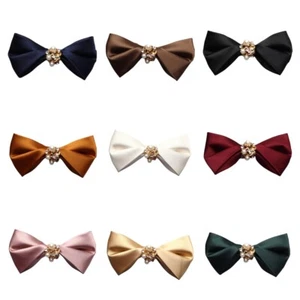 Men Beads Crystal Bow Tie Gentleman Rhinestones Solid Pre-tied Bowtie LE23074 - Picture 1 of 13