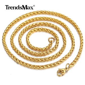 Collar de cadena de trigo de acero inoxidable chapado en oro amarillo de 20" de 3 mm - Imagen 1 de 3