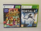Xbox 360 Bundle X2 Portal 2 & Kinect Adventures, Pal Boxed In Good Condition