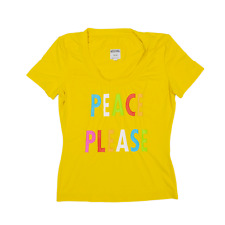 MOSCHINO Peace Please T-Shirt Yellow Short Sleeve Womens XS