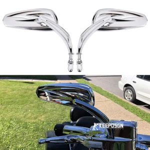 For Harley Street Glide Electra Glide Chrome Pair Motorcycle Rear View Mirrors - Bild 1 von 9