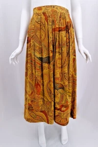VINTAGE ESCADA A-Linie Wickelrock Baumwolle Paisley senf FASAN Gr. 36 6 GERMANY - Bild 1 von 6
