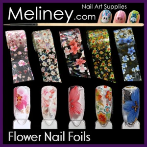 Flower Nail Art Transfer Foils Holographic Floral Transparent set sticker Nails - Picture 1 of 77