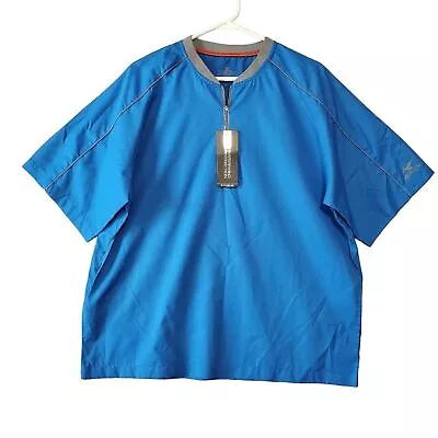 NWT Mizuno Men's Wind Rain Short Sleeve 1/4 Zip Blue Batting Jacket Medium - Image 1 of 4