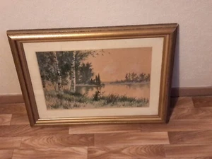AQUARELLE ANCIENNE SIGNÉ MANUELLO 1899 PAYSAGE FORÊT  DE MONTIGNY - Picture 1 of 8