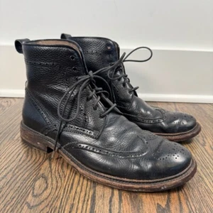 Aquatalia schwarze Leder Budapester Schnürstiefel Größe 9,5 - Bild 1 von 8