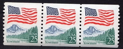 Scott #2280a Flag Over Yosemite Plate # Coil (PNC3) of 3 Stamps - MNH P#9 - Image 1 of 2