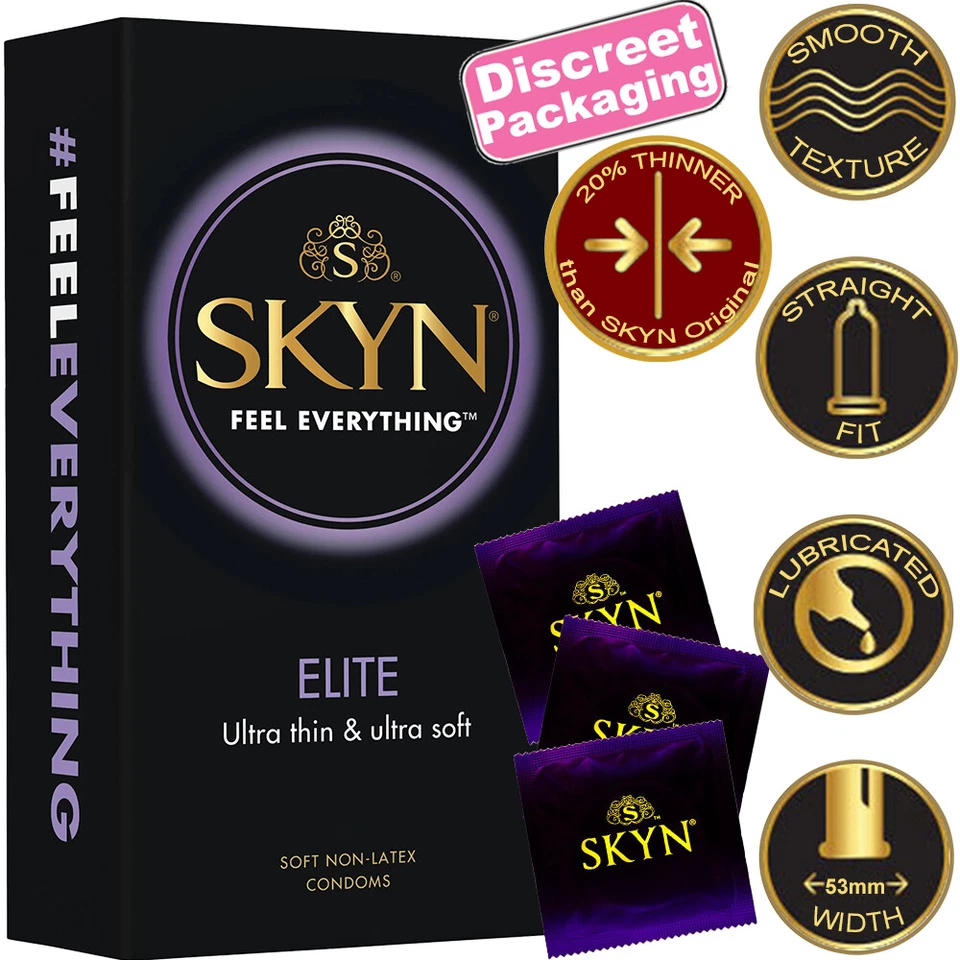 Lifestyles SKYN ELITE 12-200 CONDOMS PLEASURE 53mm THIN LUBRICATED Sex Non-Latex - image 1 of 4