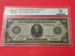 $10 1914 FEDERAL RESERVE NOTE VF 30 - Picture 1 of 2