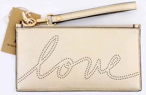 NWT ED ELLEN DEGENERES LESIA 'LOVE' WRISTLET WALLET CHAMPAGNE PALE GOLD PROSECCO - Picture 1 of 3