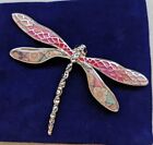 Colorful Enamel Silver Tone DRAGONFLY Pin Brooch Pink