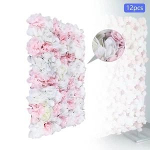 Panel de flores artificial simulado decoración de pared blanco claro rosa peonía 12 piezas - Imagen 1 de 19