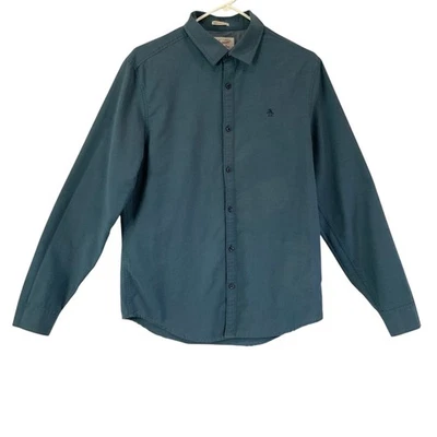 Original Penguin Heritage Slim Fit Long Sleeve Button Down Shirt Teal Men's M - Image 1 of 4
