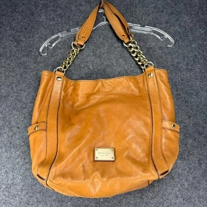 Michael Kors Tan Camel Bag Gold Chain Soft Leather Double Handle Shoulder Strap - Picture 1 of 10