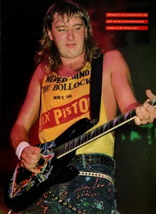 vtg 80s JOE ELLIOTT of DEF LEPPARD in a SEX PISTOLS T SHIRT MAGAZINE PINUP PAGE - Picture 1 of 1
