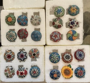 Ceramic Drawer Pull Knobs Hand Decorated Set Of 24 Kitchen Cabinet Or Drawer - Picture 1 of 7