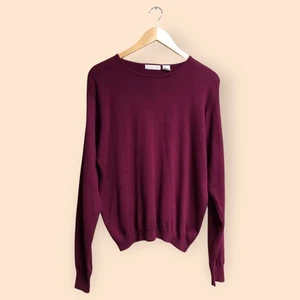 Vintage 80s/90s Brooks Brothers Cotton Burgundy Knit Sweater Hong Kong Women’s L - Picture 1 of 8