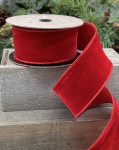 D.Stevens Red Velvet Faux Dupion 2.5 inch Ribbon Christmas Wreath Craft Supplies - Picture 1 of 1