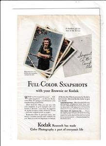 Original 1943 Kodak Full Color Snapshots Magazine Ad - Picture 1 of 1