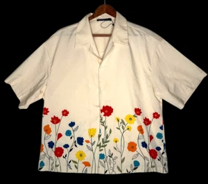 Camisa Floral INCERUN Botón Frontal Para Hombre S Mangas Cortas Crema - Imagen 1 de 4